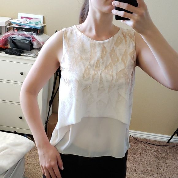 Zara white and gold top size Small - Picture 3 of 5
